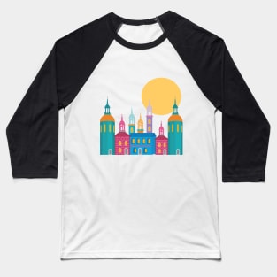 Fantastic City of Towers Under the Moon Baseball T-Shirt